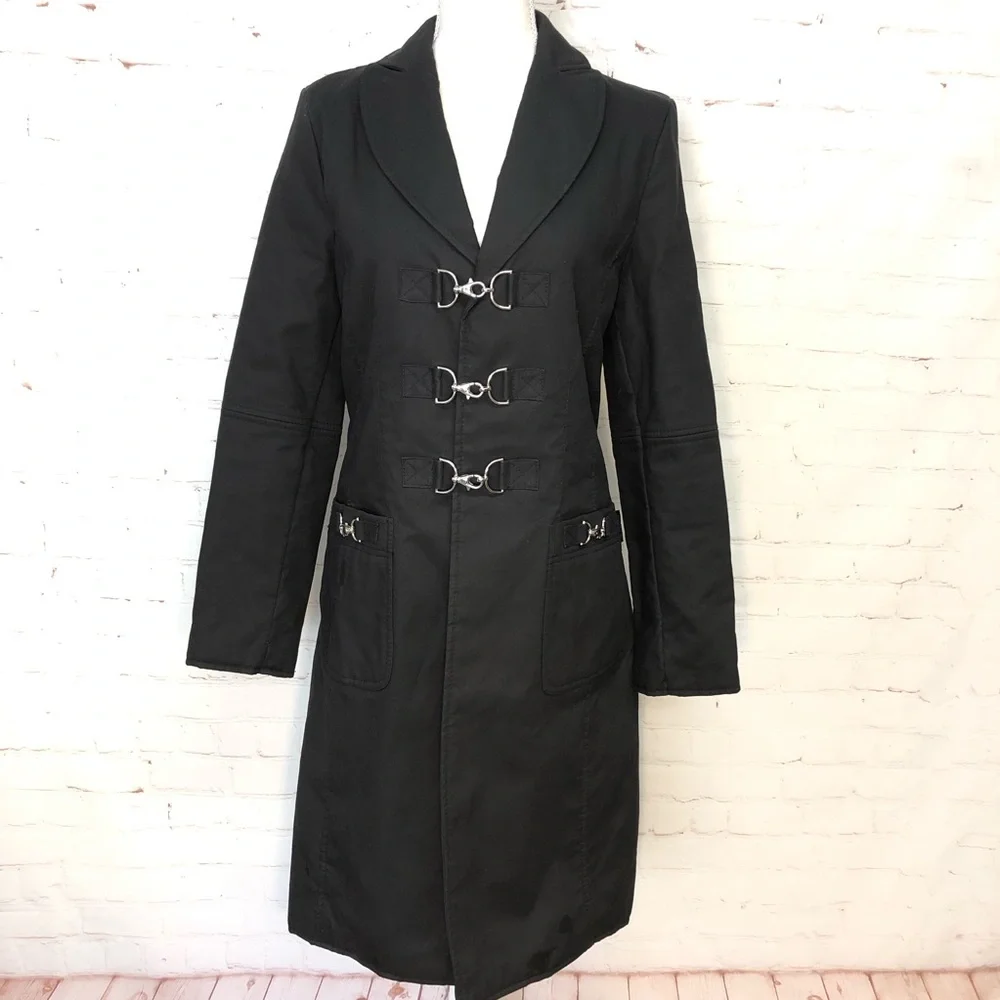 COPY - MOSCHINO Jeans Black Coat W/ Latch Detail - Picture 1 of 6